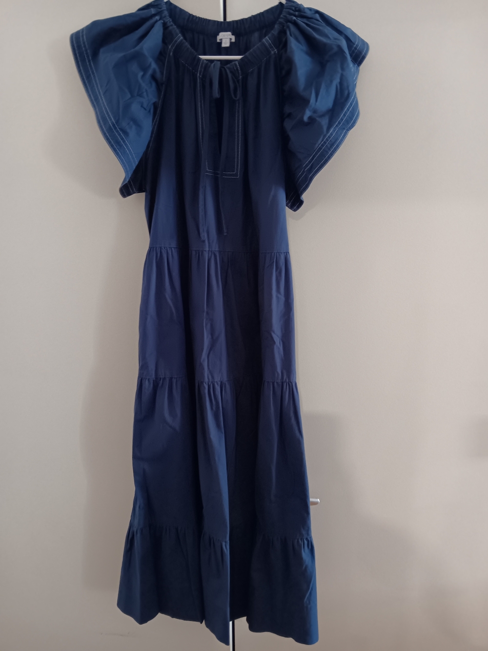 Joe's Jeans Navy Tiered Maxi Dress with Flutter Sleeves